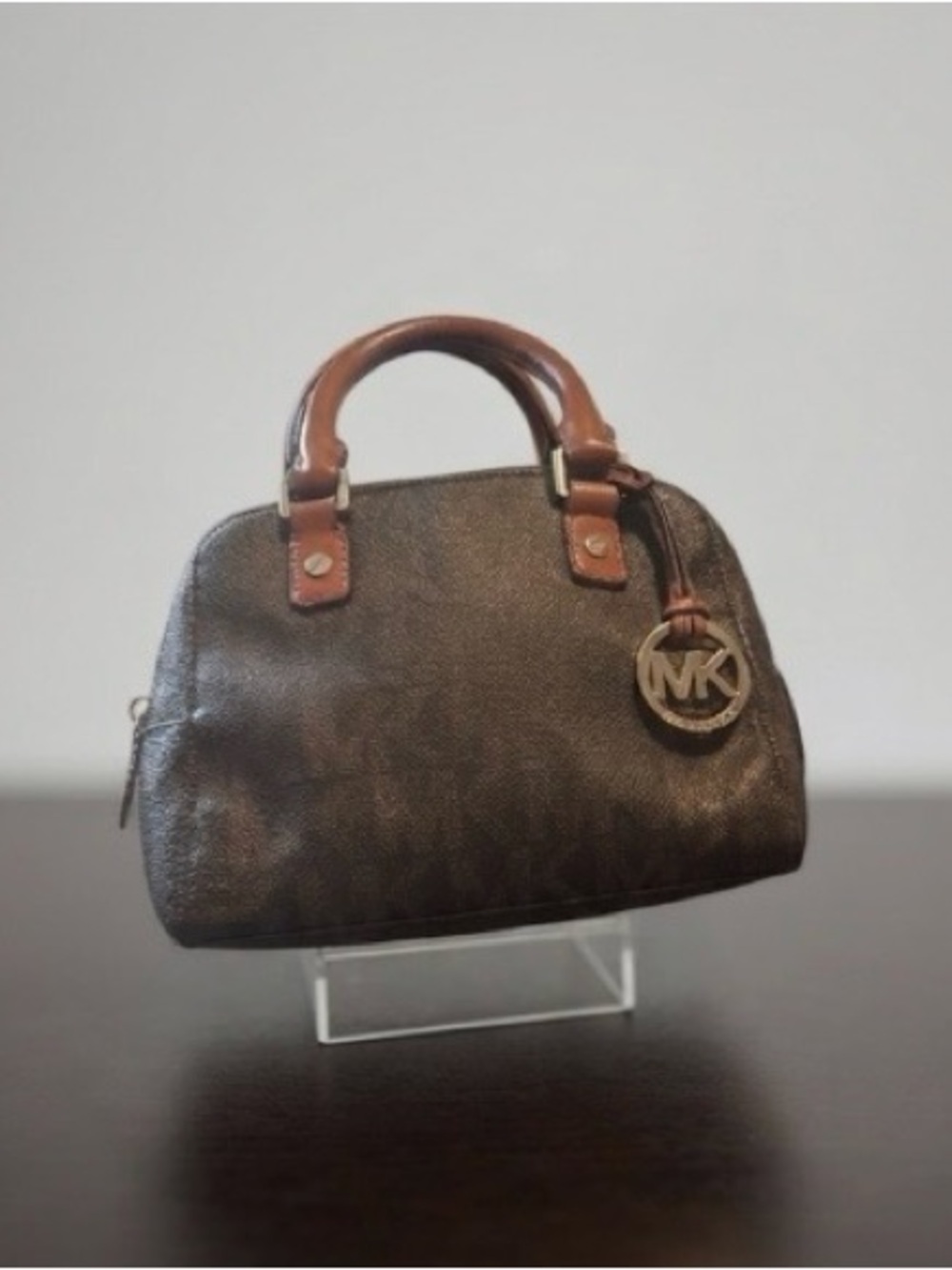 MINI so cute!!  Vintage Michael Kors Brown Logo Dome Mini Satchel